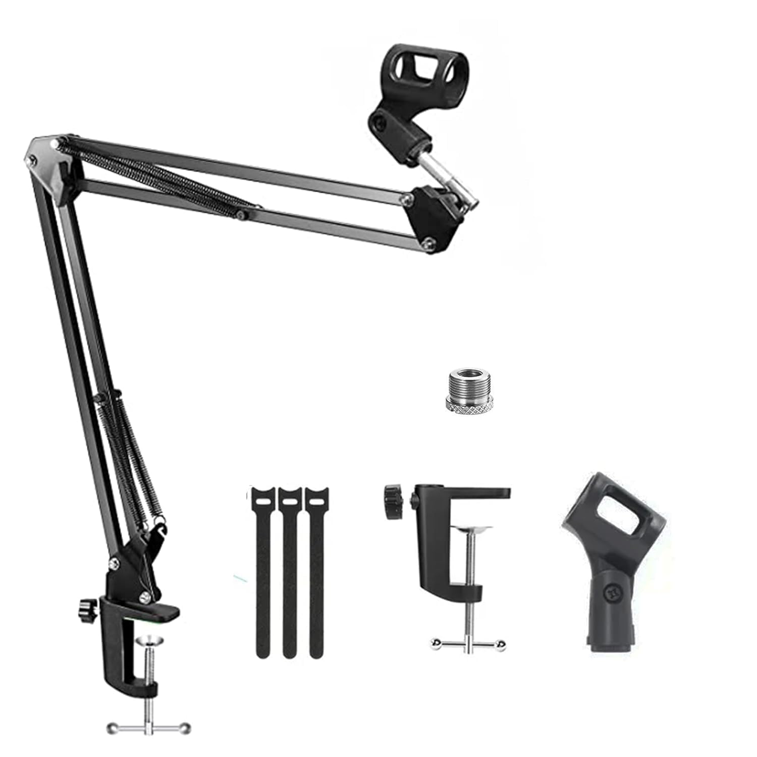 Sounce Microphone Suspension Tabletop Stand Holder, Lightweight, Metal Long Lazy Arm and Bracket Compatible with All Type of Microphones for Recording, Streaming, Office, Home - Black