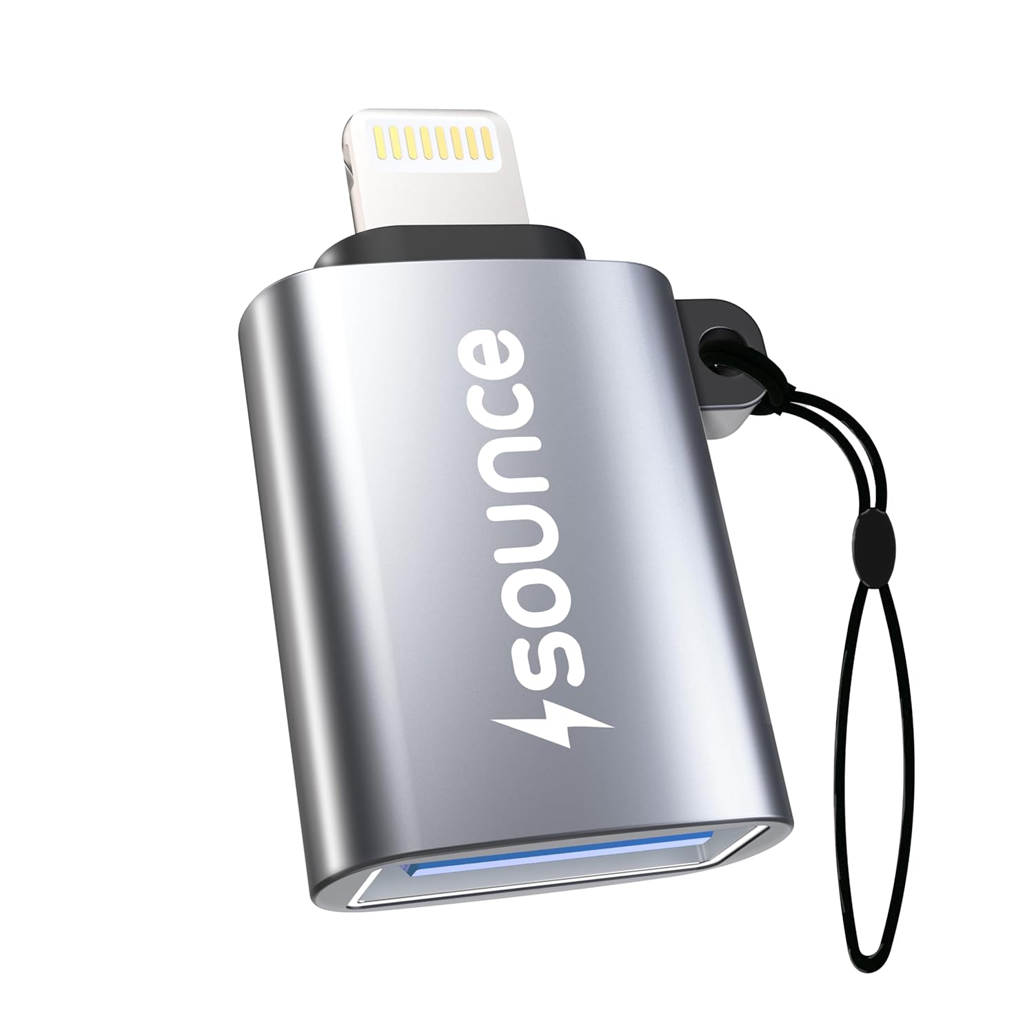 Sounce OTG for iPhone/iPad, Lightning OTG Pendrive Adapter Compatible with All iOS Devices, USB Female Support Connect USB Flash Drive, Keyboard, Mouse (Silver)