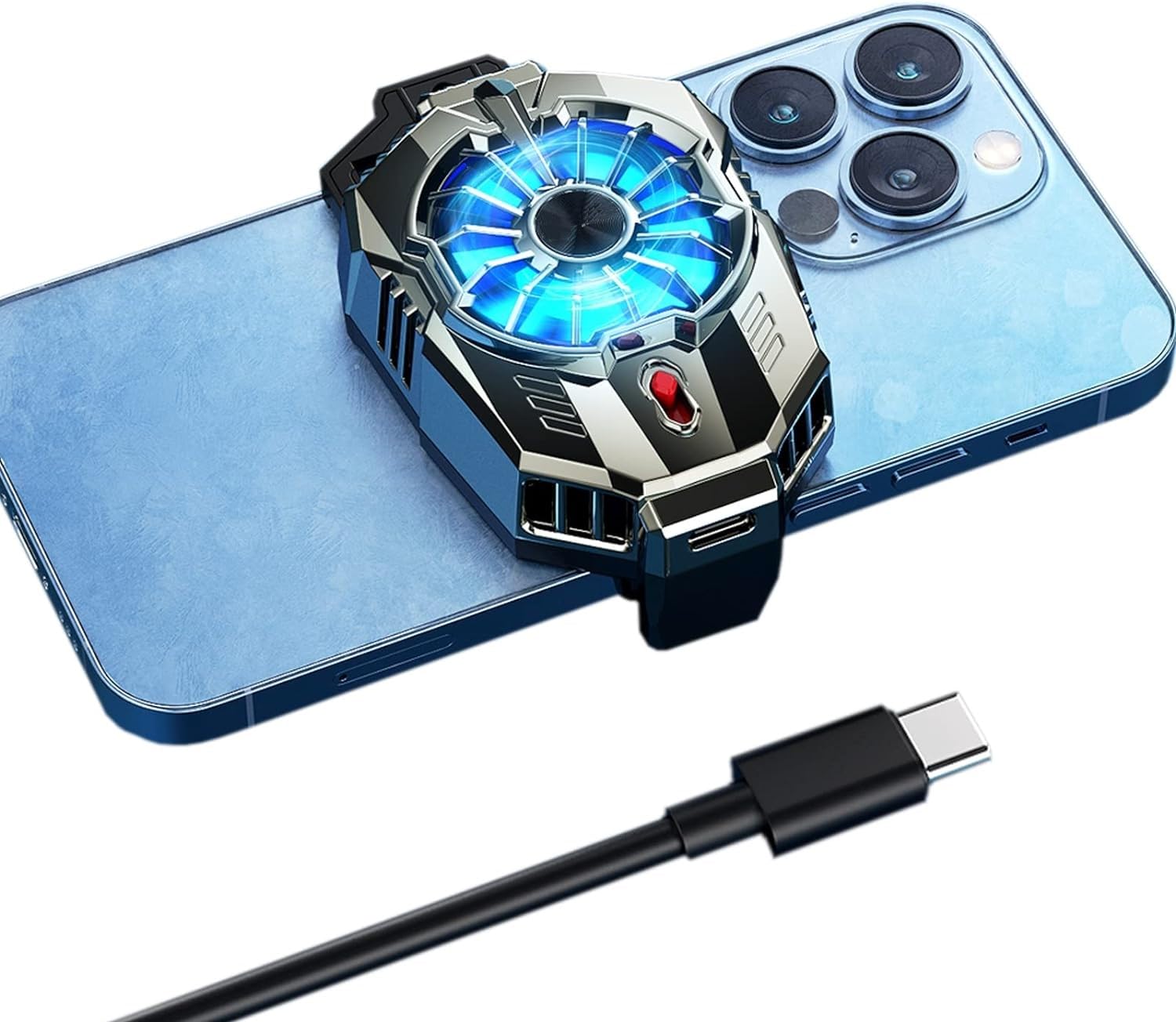 Sounce Phone Cooler Fan with RGB Lights – Dual-Speed Gaming Mobile Radiator with Semiconductor Cooling for iPhone & Android Smartphones (4.5–7 Inch) – Ultra Quiet, Clamp Mount, Plug & Play