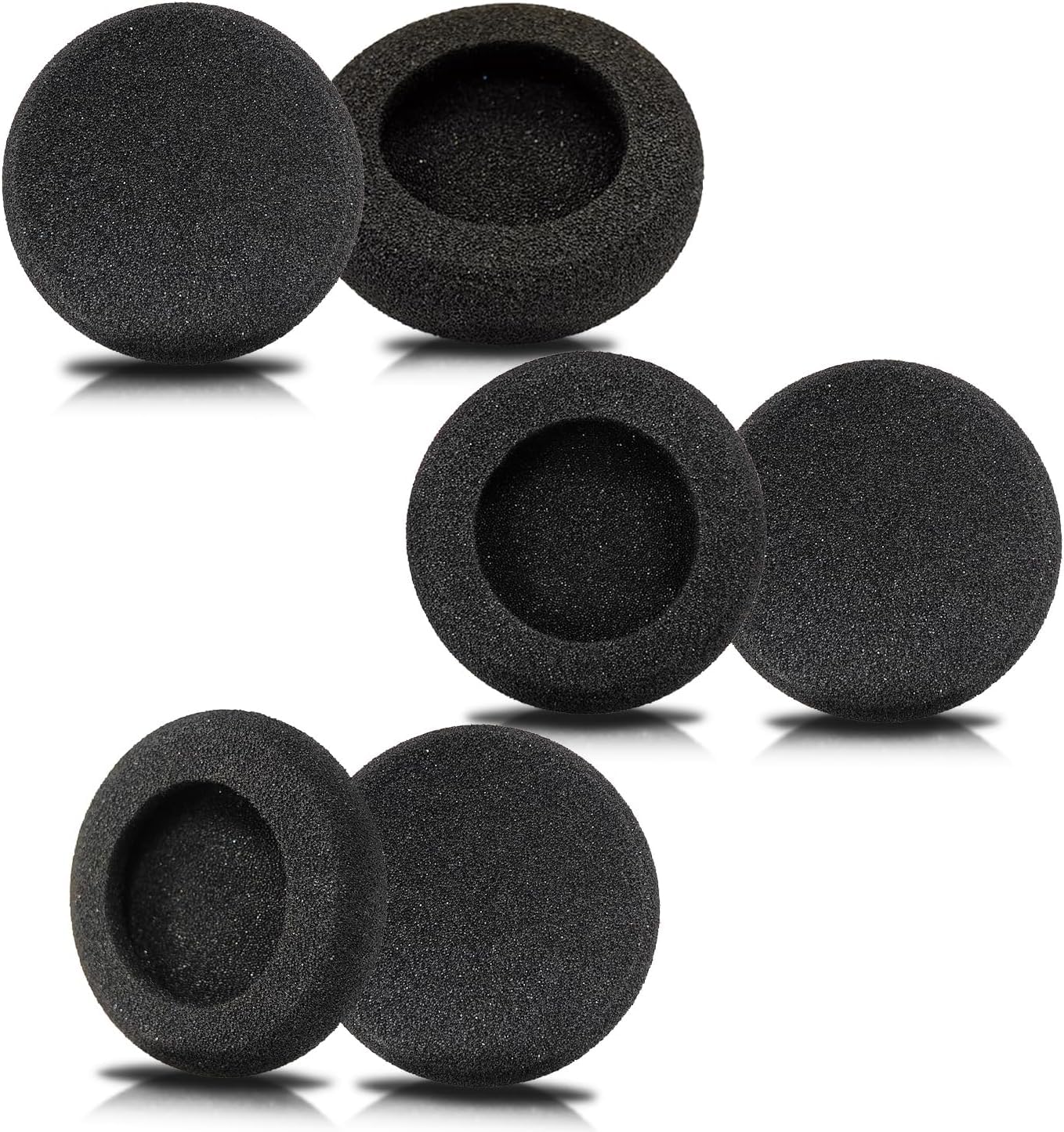 Sounce Replacement Earpads Cushion Ear Muffs Headphone Cushion (60mm / 6cm) 6Pcs 5mm Thick Replacement Earpads for Headphone Sponge Cover, High-Density Foam Ear Cushion Earmuffs - Black