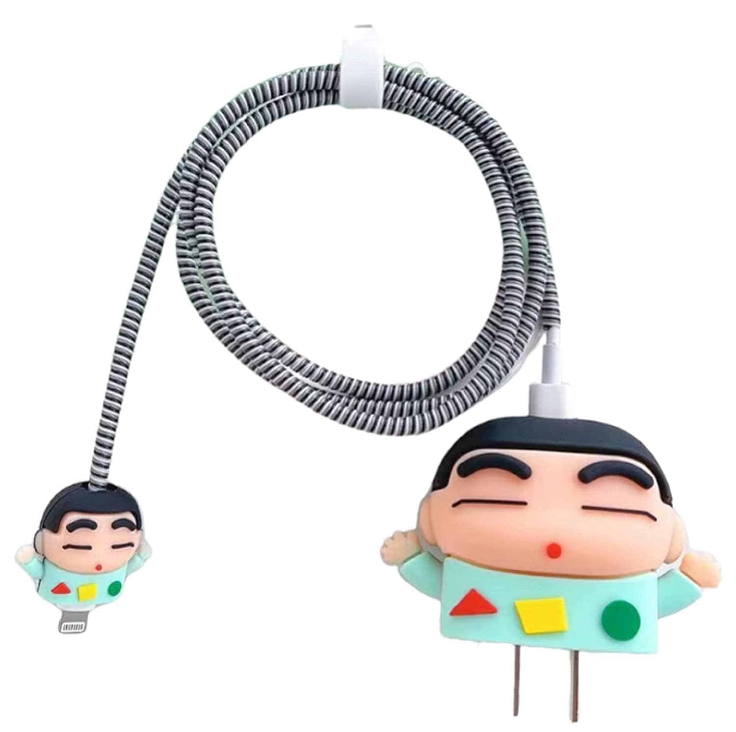 Sounce Shinchan Protective Case for iPhone 18W & 20W Charger and Wire Protector for Lightning Cable – Protective Cover, Protection Sleeve, Cord Saver for Earphones (Charger Not Included)