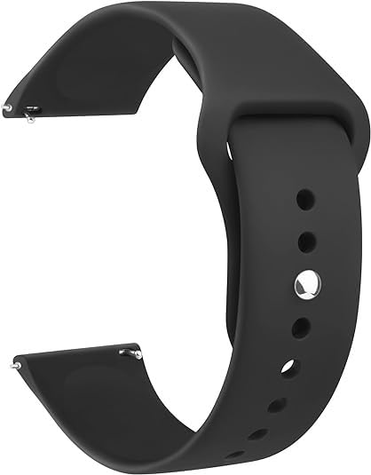 Sounce Silicone 22mm Replacement Band Strap with Rust free Button Compatible with Boat, Fire Boltt, Noise, Dizo, Beatxp, Fast-Track, Ptron, Amazfit & Other 22mm Watches - Black
