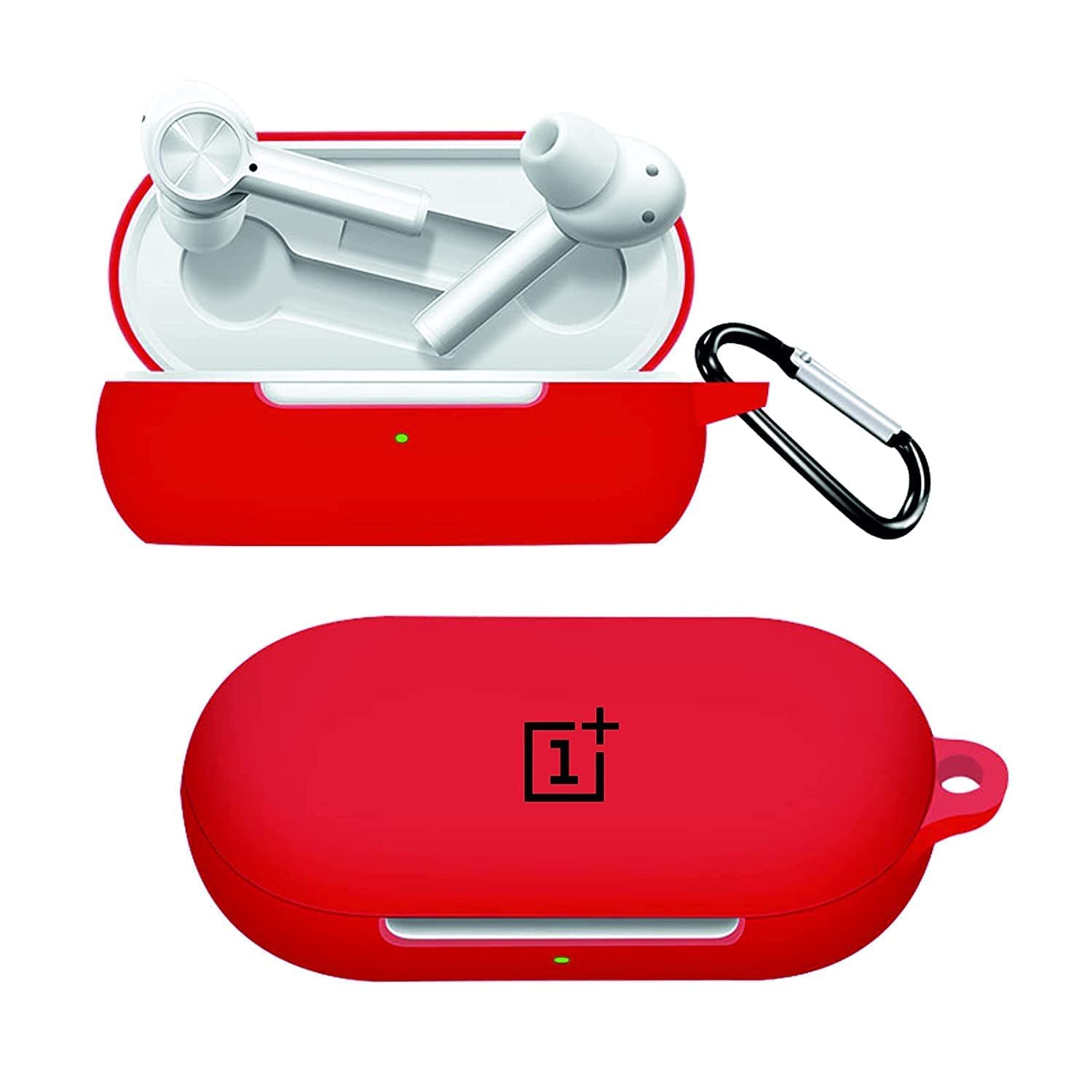 Sounce Silicone Protective Case Cover for OnePlus Buds Z2 TWS, Anti Fall Anti Dust, with Hook Earphone Case-Red (Case Cover only)