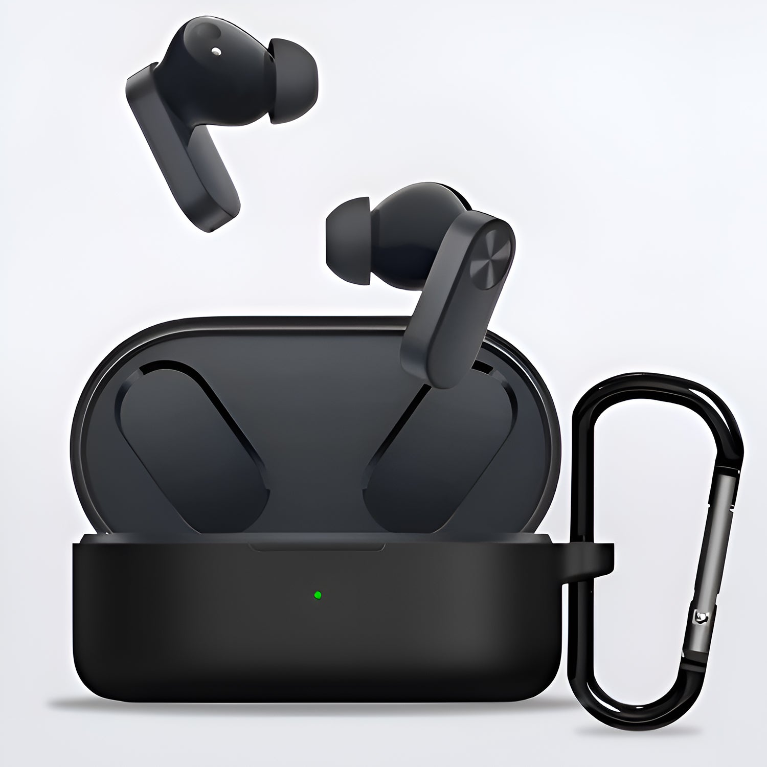 Sounce Silicone Protective Case Cover for OnePlus Nord Buds 2, Anti Fall Anti Dust, with Hook Earphone Case (Black)