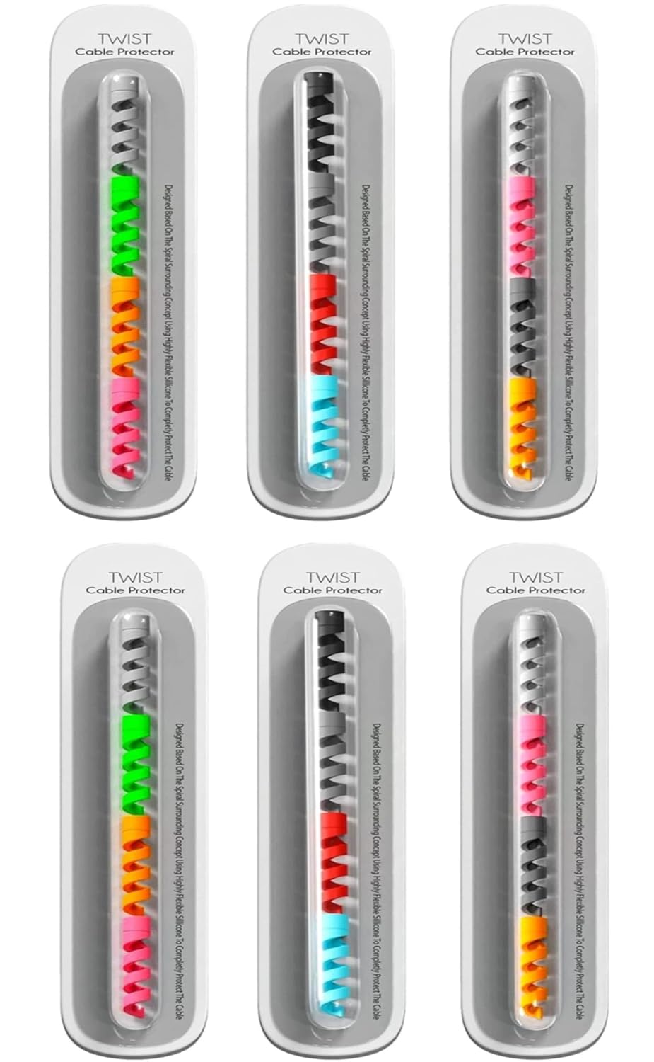 Sounce Spiral Charger 24 Pcs Cable Protector Data Cable Saver Charging Cord Protective Cable Cover Headphone MacBook Laptop Earphone Cell Phone Set of 6