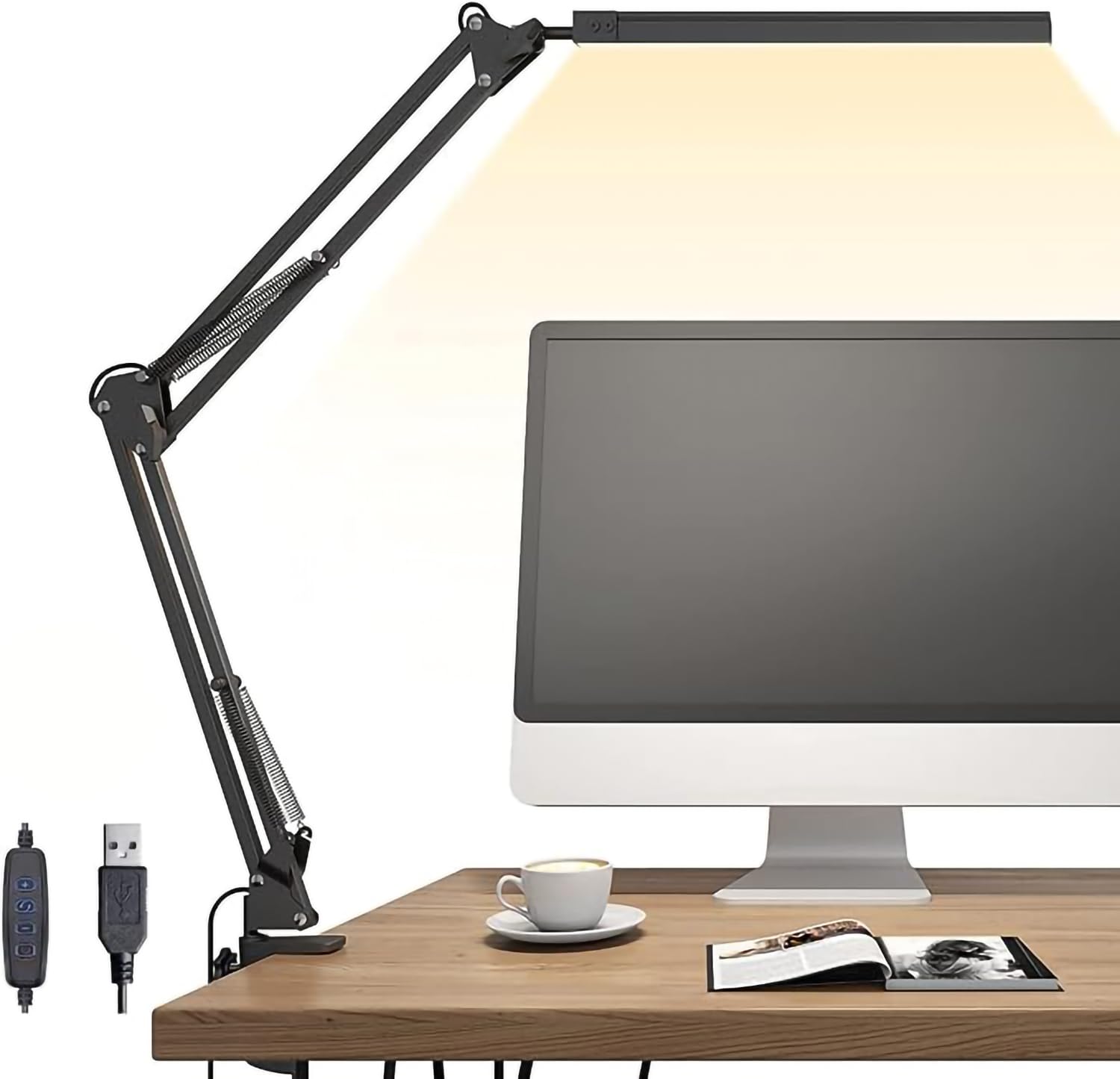 Sounce Table LED Desk Lamp Light with Metal arm Stand | 3 Lighting Modes | Overhead LED Desktop Lamp | USB LED Lamp for Studing, Reading, Home, Office, Desktop, Bedroom, Reading & Multipurpose use
