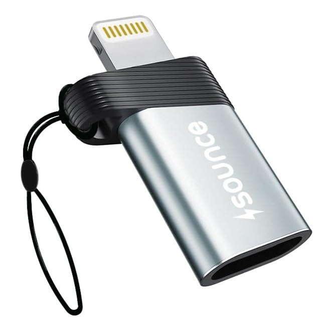 Sounce Type C to Lightning OTG Connector for All iOS Devices, Female to Male Adapter Supports Charging and High-Speed Data Transfer Compatible with All iOS Devices - Black