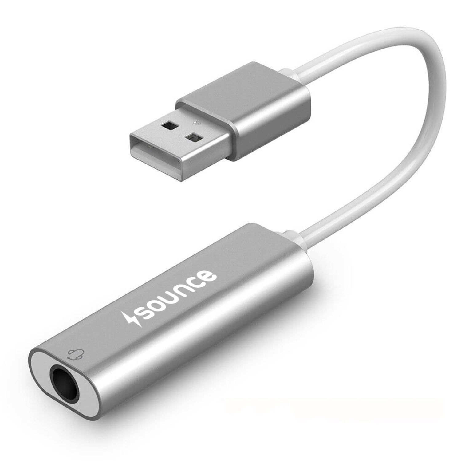 Sounce USB to 3.5mm Female Adapter, USB Headphone Audio Jack External Stereo Sound Cable Cord Splitter for MacBook, Laptop, Linux, PS4, Headset - Grey