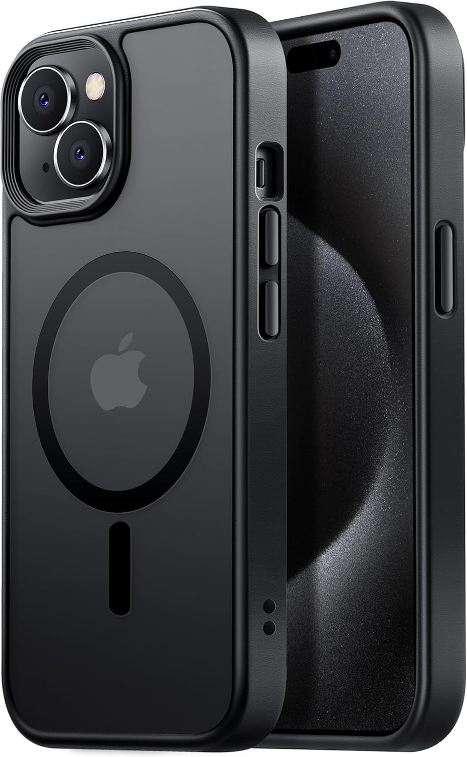 Sounce Ultra-Hybrid Shockproof Back Cover Case for iPhone 15 | Camera Protection Bump | Hard Back Cover Case for iPhone 15 (PC & TPU, Smoked Matte Back, Black Sides)