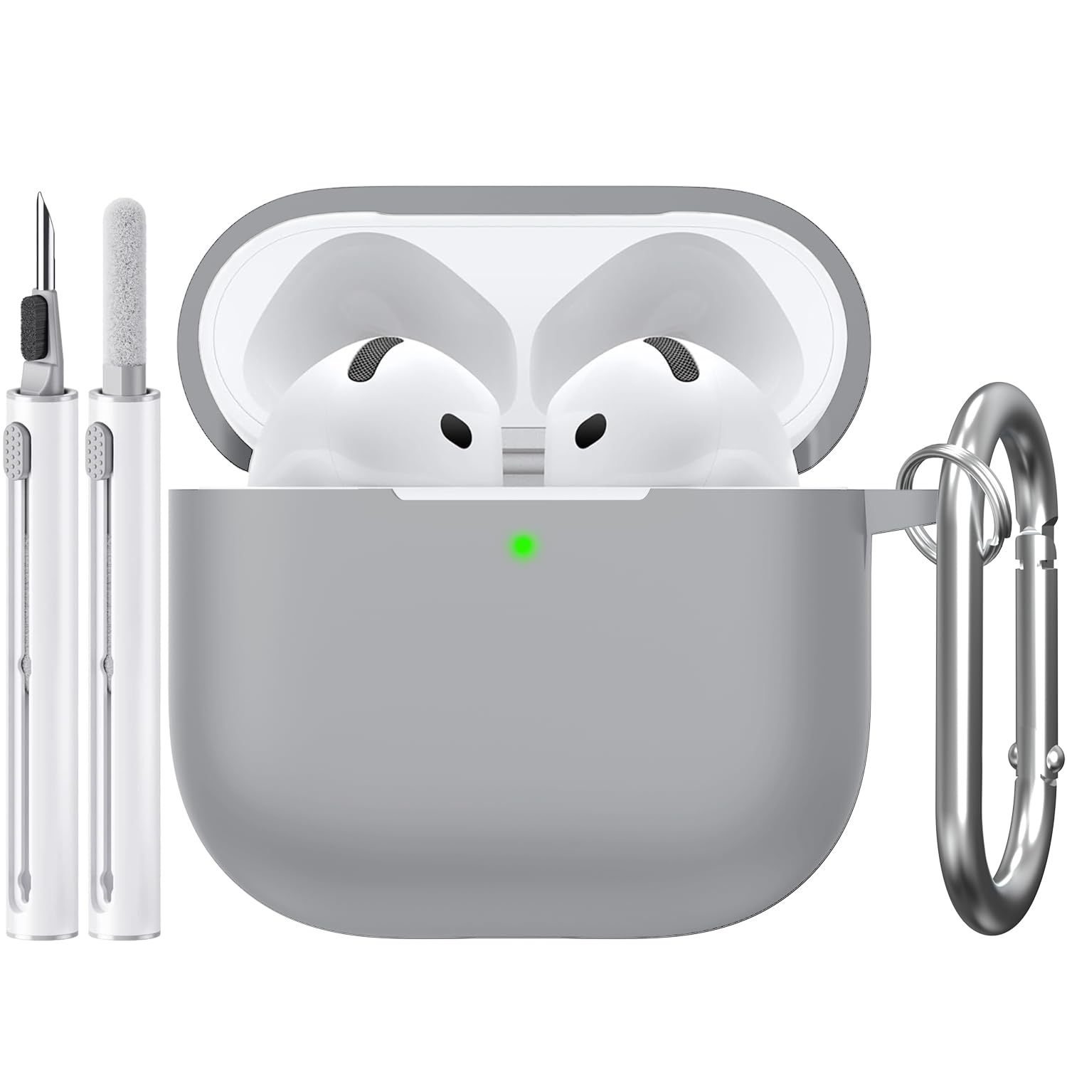 Sounce for Apple Airpods 4th Generation Case Cover(2024) | LED Visible | Cleaner Kit & Heavy-Duty Carabiner | Drop Protection | Anti-Scratch | 2.5mm Thick |Compatible with Airpods 4 Case for Women,Men