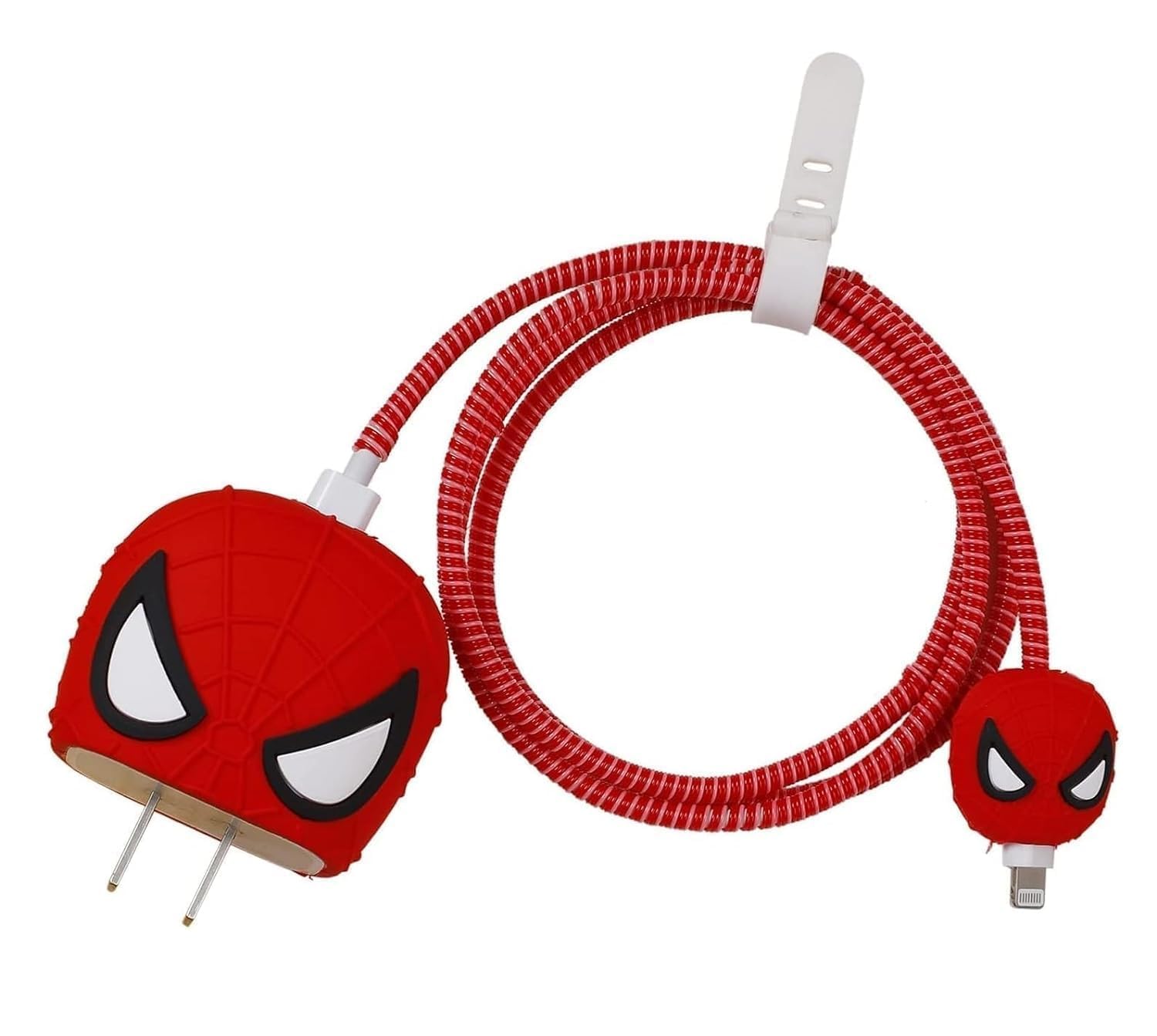 Sounce iPhone 18W & 20W Charger Protector with 3D Cute Spiderman Pattern and Wire Protector for Lightning Cable - Charger Protective Cover, Protection Sleeve, Cord Saver for Earphone