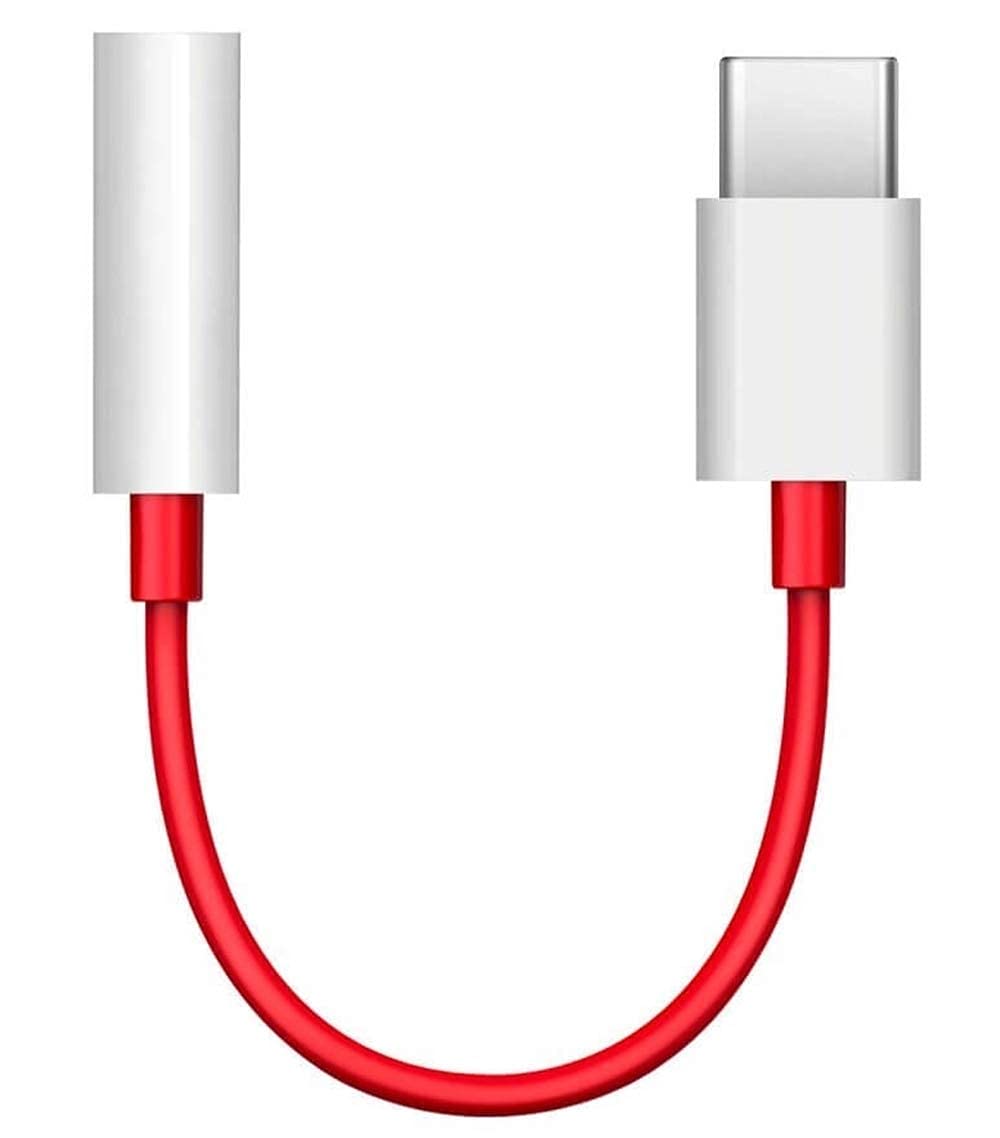 USB Type-C to 3.5mm Headphone Jack Adapter – Compatible with OnePlus 12/11/10/9/Nord Series | Stereo Audio Dongle by Sounce (Red Jack)