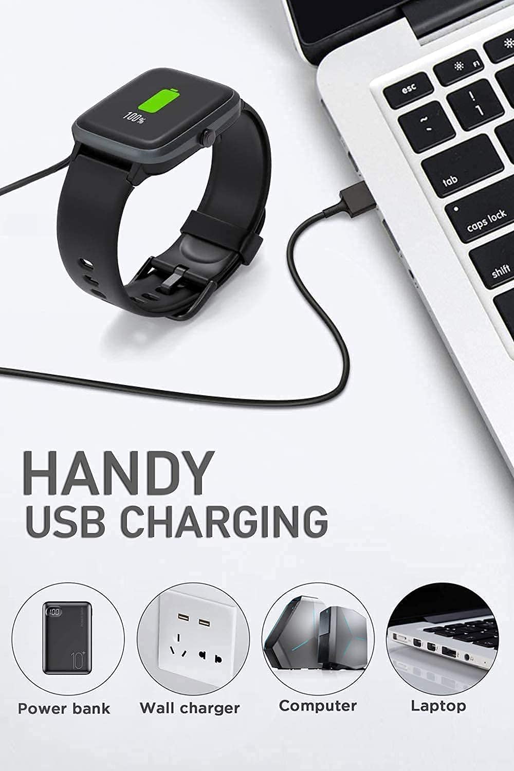 Sounce 2 Pin Magnetic Replacement Charging Cable for Smart Watch, Fitness Band Charging Cable for W26 W26+ W26m W55+ & Support All 2 Pin Watch (Cable Only)