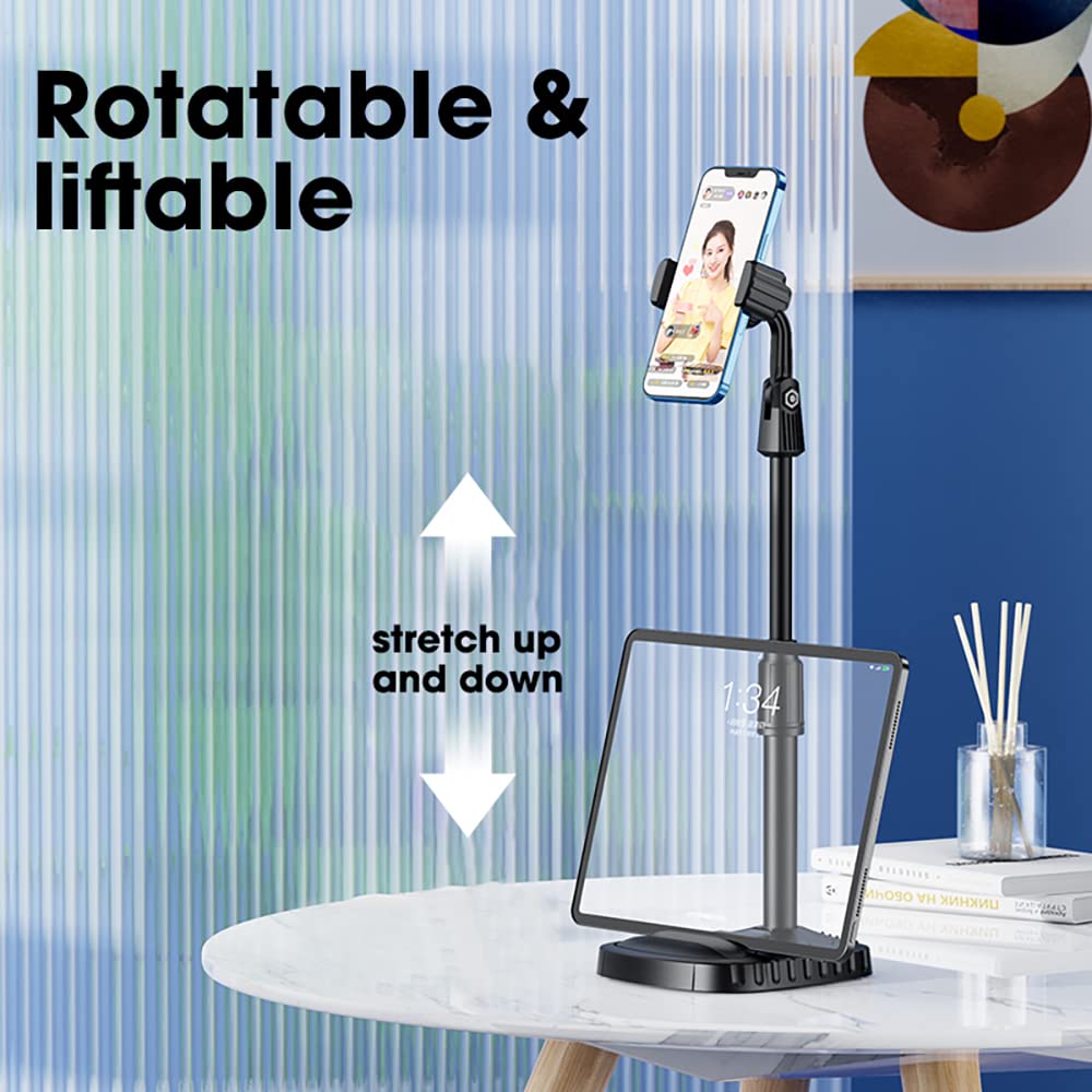 Sounce Desktop Holder Tablet and Mobile Stand Holder Supported for All Smartphones and Tablets Adjustable Phone Holder (Black)