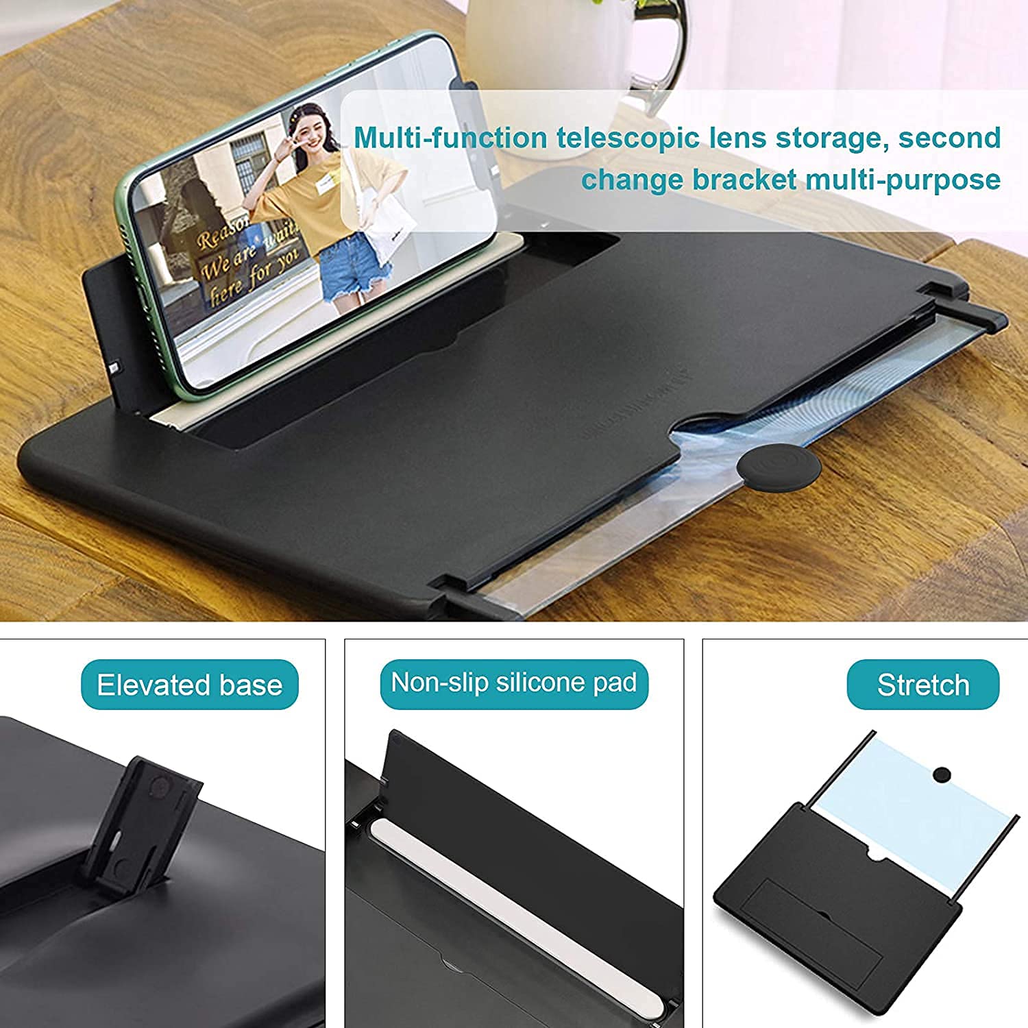 Sounce New Version Screen Expanders & Screen Magnifier Amplifier,3D HD New Phone Holder for Smartphones- with 1 Year Replacement Warranty - 10 Inch Screen
