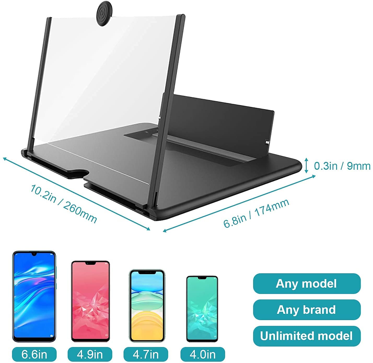 Sounce New Version Screen Expanders & Screen Magnifier Amplifier,3D HD New Phone Holder for Smartphones- with 1 Year Replacement Warranty - 10 Inch Screen