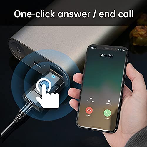 Sounce Bluetooth Car Adapter, Mini Bluetooth 5.0 Transmitter Receiver Wireless 3.5mm Aux Jack Adapter Hands-Free Car Kit Built-in Mic for Car Aux, Home, Headphones, PC,TV and More