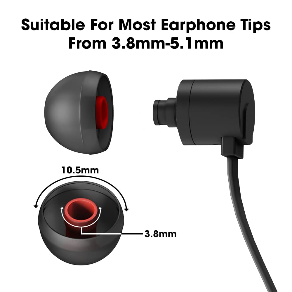 Sounce 10-Piece (5 Pairs) Medium Earbud Tips – Silicone Replacement Earphone Covers for 3.8mm–4.2mm Inner Hole – Noise-Isolating, Universal Fit