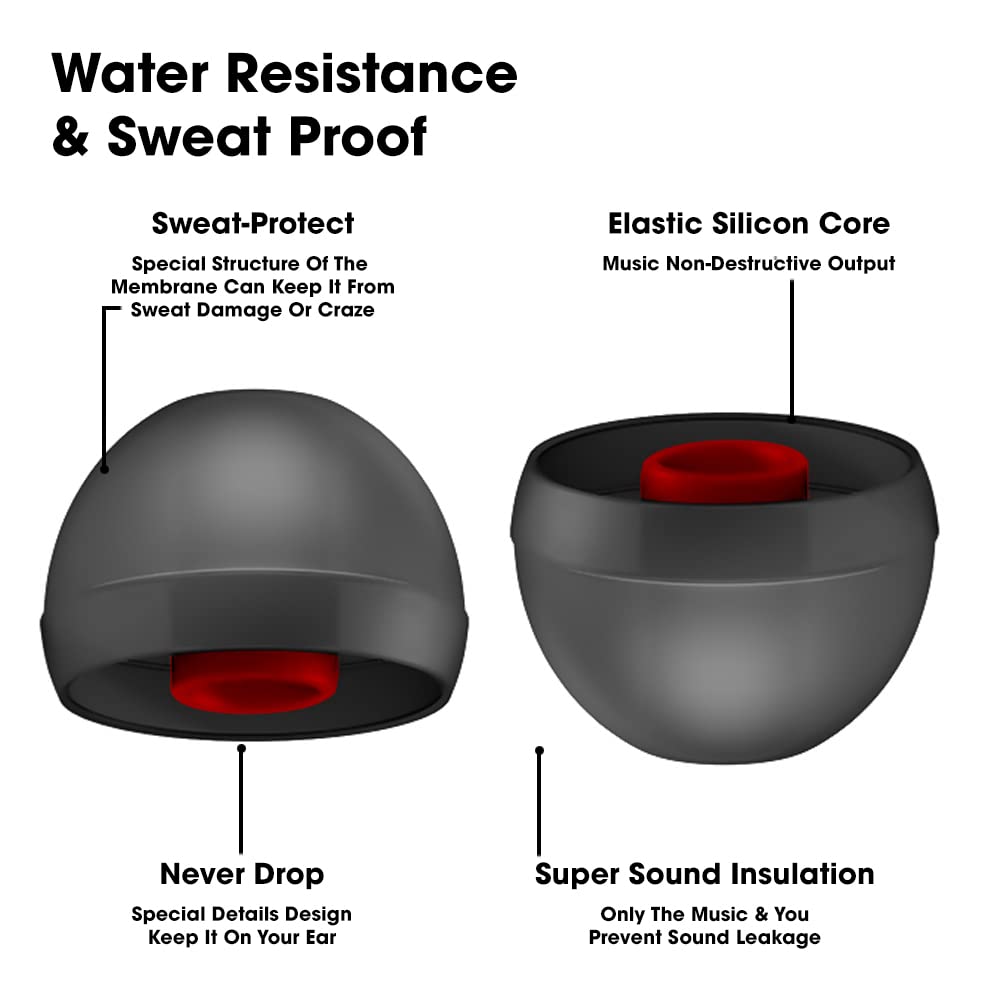 Sounce 10-Piece (5 Pairs) Medium Earbud Tips – Silicone Replacement Earphone Covers for 3.8mm–4.2mm Inner Hole – Noise-Isolating, Universal Fit