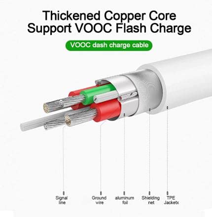Sounce Flash/Super VOOC Micro USB 7 Pin Data Sync Fast Charging Cable Compatible for Oppo Reno/Oppo F9 PRo/ F11 pro Upto 4Amp for All Oppo Smartphones