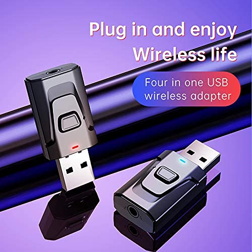 Sounce Bluetooth Car Adapter, Mini Bluetooth 5.0 Transmitter Receiver Wireless 3.5mm Aux Jack Adapter Hands-Free Car Kit Built-in Mic for Car Aux, Home, Headphones, PC,TV and More