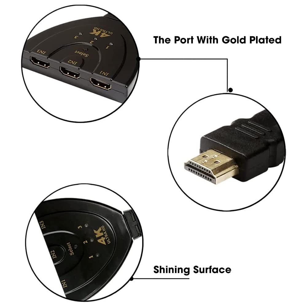 Sounce 3-Port HDMI Switch 4K HDR | HDMI Splitter for TV, Fire Stick, Roku, Apple TV