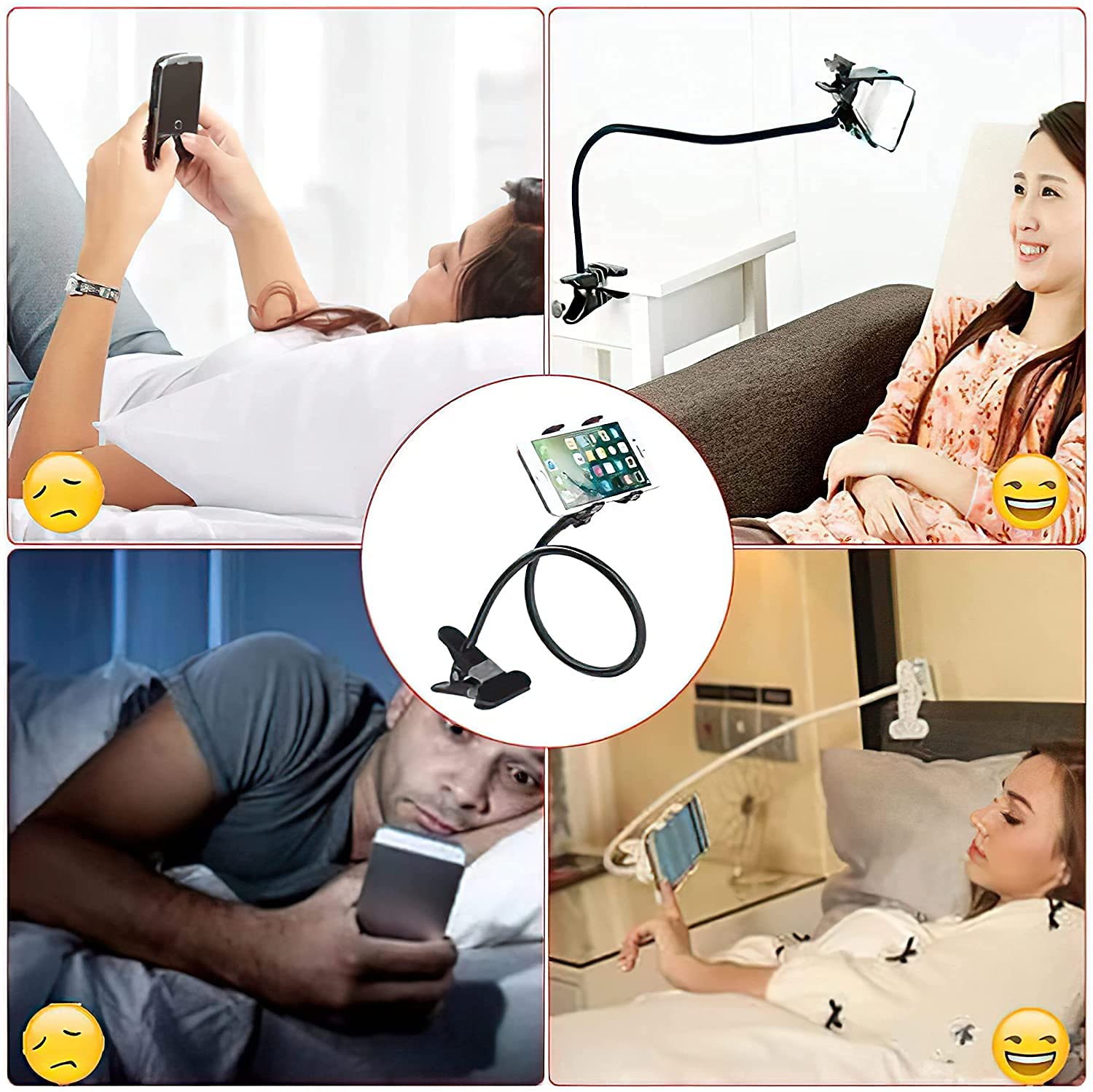 Sounce Mobile Stand Holder Metal Built - Cell Phone Stand Perfect for Video Table Online Class Home Bed Flexible Charging Hand Bike Movie Office Gift Desktop Heavy Duty Lazy Mount Multi Angle Clamp