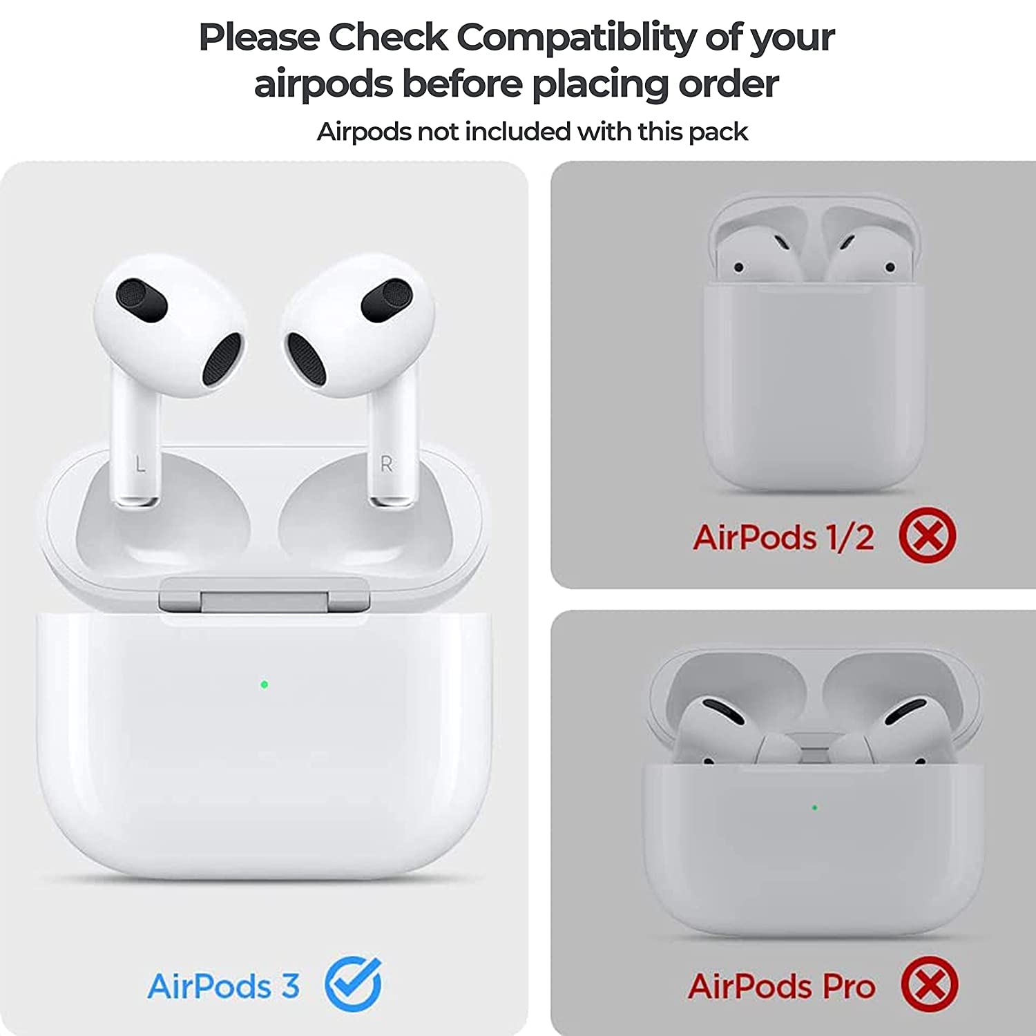 Sounce Tough Case Compatible with AirPods 3 Case with Carabiner, Rugged Protective Cover for AirPods 3rd Generation Case, Scratch Resistant, Drop Protection, Shock Armor Series - (Matte Black)