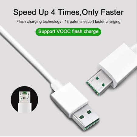 Sounce Flash/Super VOOC Micro USB 7 Pin Data Sync Fast Charging Cable Compatible for Oppo Reno/Oppo F9 PRo/ F11 pro Upto 4Amp for All Oppo Smartphones