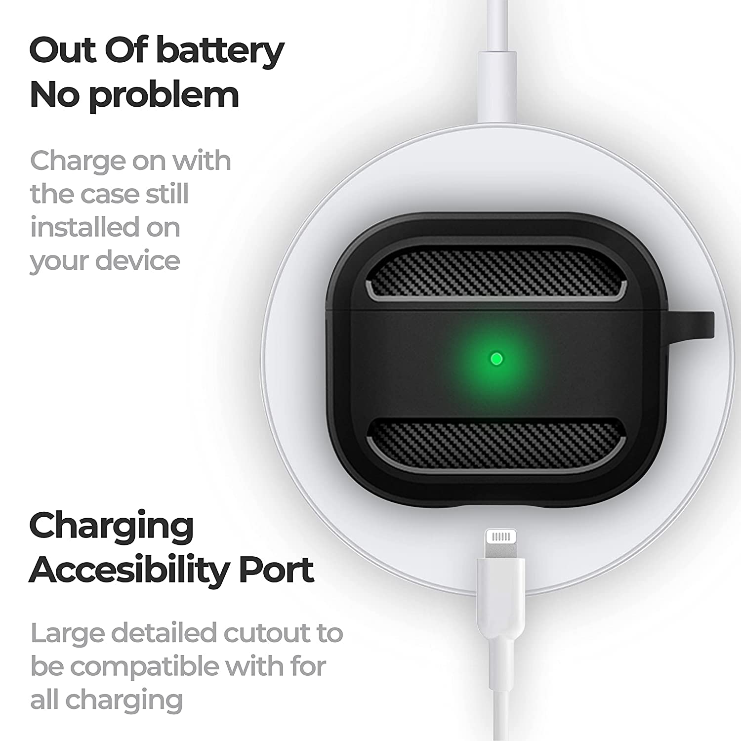 Sounce Tough Case Compatible with AirPods 3 Case with Carabiner, Rugged Protective Cover for AirPods 3rd Generation Case, Scratch Resistant, Drop Protection, Shock Armor Series - (Matte Black)