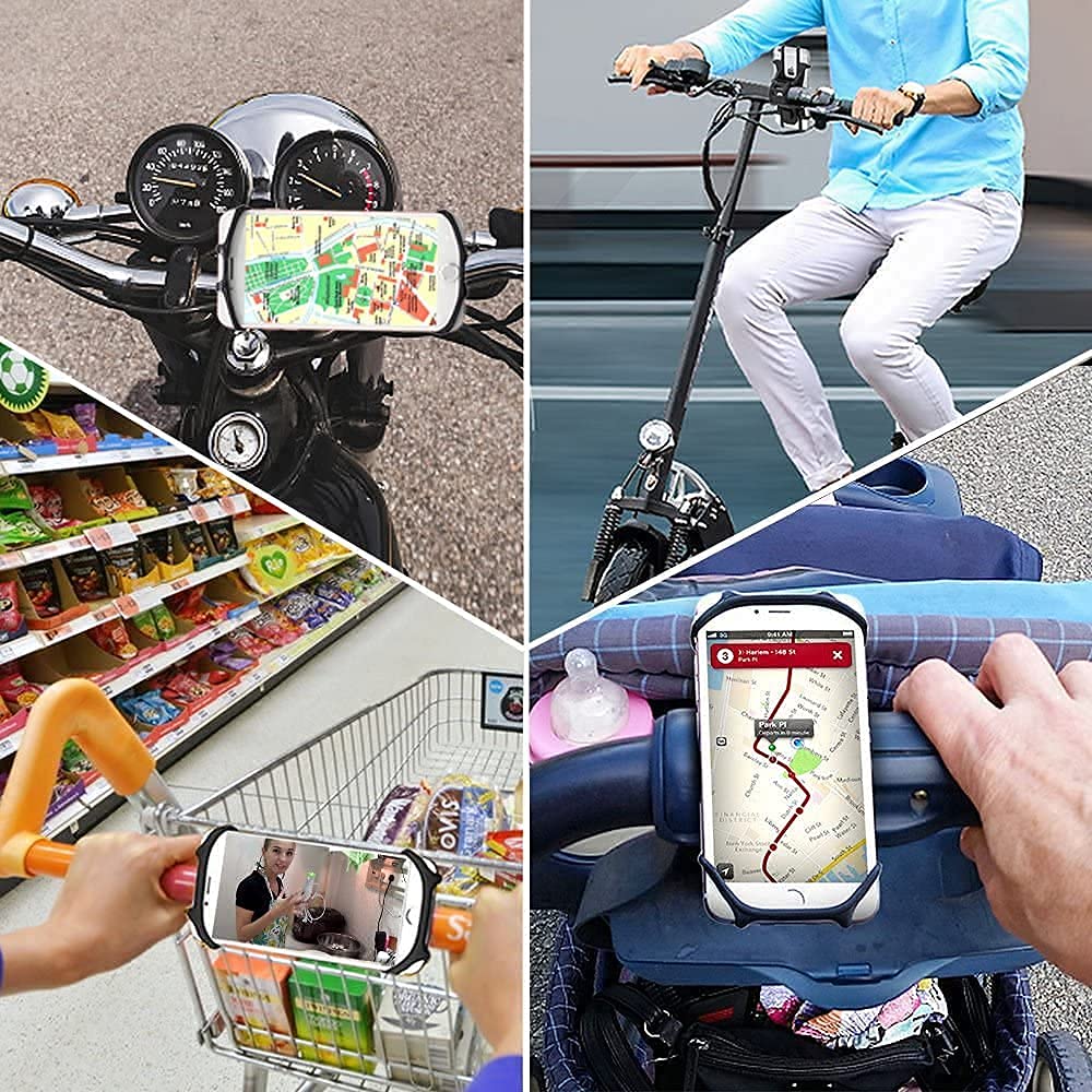 Sounce Bike Phone Mount/Holder, 360 Rotation Silicone Bicycle Phone Holder/Mount, Universal Motorcycle Handlebar Mount Compatible with All Smartphones