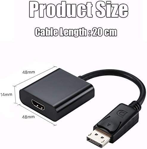 Sounce Display Port to HDMI Adapter, 1080p Display Port DP to HDMI Cable Male to Female Port Support Video & Audio Compatible with Computer, PC, Monitor, Projector, HDTV (Not Bidirectional)