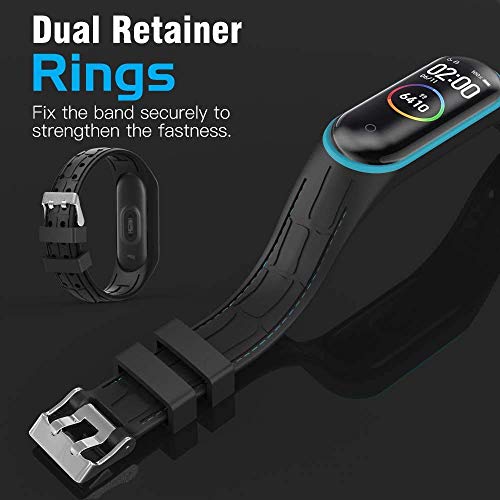 Sounce Adjustable Xiaomi Mi Band 3/ Mi Band 4 Watch Silicone Strap Band (Not Compatible with Mi Band 1/2)