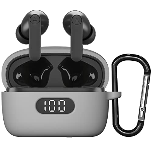 Sounce Earphone Case Cover for Boat Airdopes 121 Pro, Soft Silicone Skin Case Cover Shock-Absorbing Protective Case with Keychain [Front LED Visible