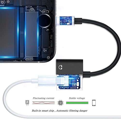 Sounce Replacement for iPhone Charger and Headphones Adapter iPhone Splitter, MFi Charger and Aux Adapter Earphone Audio Dual Lightning Charging Dongle for iPhone 13 12 11 Pro Max 7 8 SE X XS (Black)