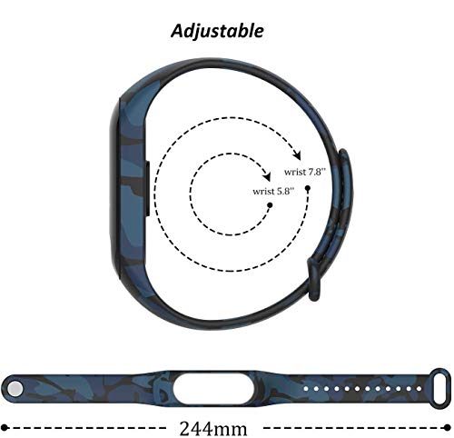 Sounce Blue & Green Camo Adjustable Watch Strap Combo for Xiaomi Mi Band 3/ Mi Band 4