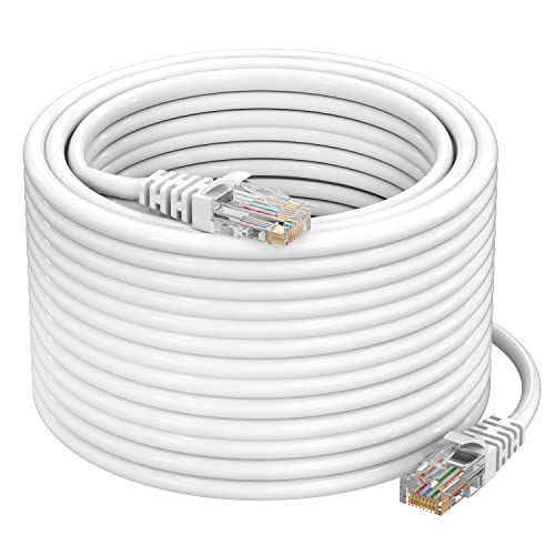 Sounce Cat6 Ethernet Cable 550 MHz Outdoor & Indoor, Upto 10 Gbps Support Cat6 Network, Heavy Duty Flat LAN Internet Patch Cord, Solid Weatherproof High Speed Cable for Router, Modem