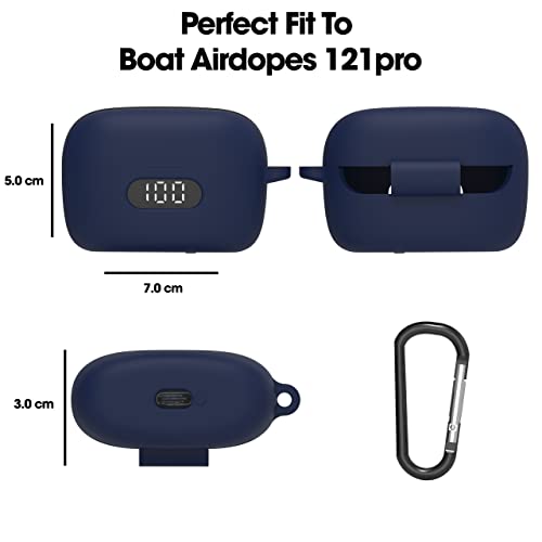 Sounce Earphone Case Cover for Boat Airdopes 121 Pro, Soft Silicone Skin Case Cover Shock-Absorbing Protective Case with Keychain [Front LED Visible