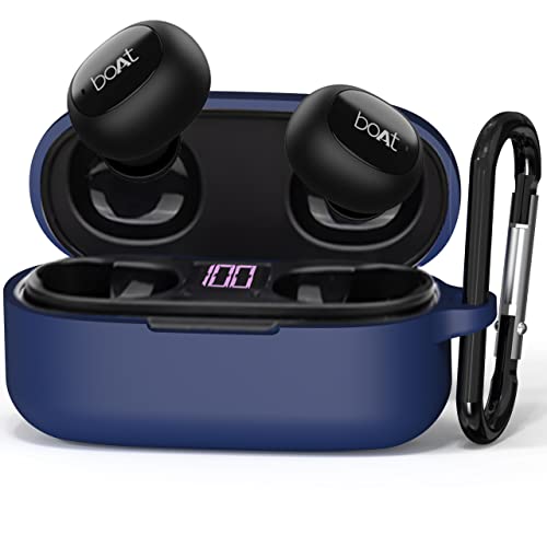 Sounce Silicone Protective Case Cover for Boat Airdopes 121v2 / Boat Airdopes 121, Anti Fall Anti Dust, with Hook Earphone Case