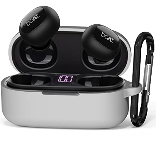 Sounce Silicone Protective Case Cover for Boat Airdopes 121v2 / Boat Airdopes 121, Anti Fall Anti Dust, with Hook Earphone Case