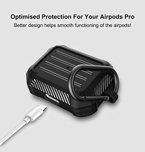 Sounce AirPods Pro Case Cover for Men with Keychain, Military Full-Body Rugged Protective Case Shockproof Skin AirPod Pro Cover Accessories Cases for Apple AirPod Pro Charging Case - Black