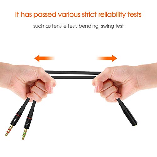 Sounce Gold Plated 3.5 mm Headphone Splitter for Computer 2 Male to 1 Female 3.5mm Headphone Mic Audio Y Splitter Cable Smartphone Headset to PC Adapter – (Black,20cm)