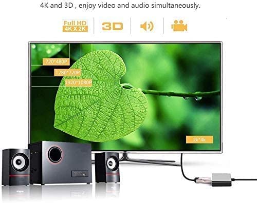 Sounce Display Port to HDMI Adapter, 1080p Display Port DP to HDMI Cable Male to Female Port Support Video & Audio Compatible with Computer, PC, Monitor, Projector, HDTV (Not Bidirectional)