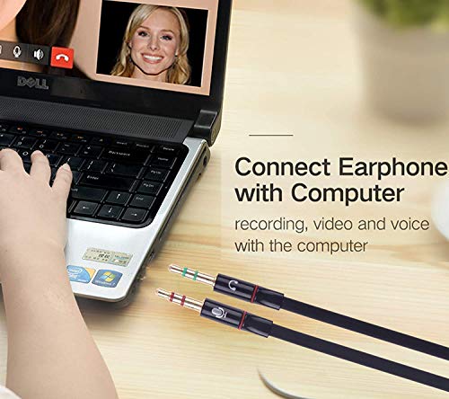 Sounce Gold Plated 3.5 mm Headphone Splitter for Computer 2 Male to 1 Female 3.5mm Headphone Mic Audio Y Splitter Cable Smartphone Headset to PC Adapter – (Black,20cm)