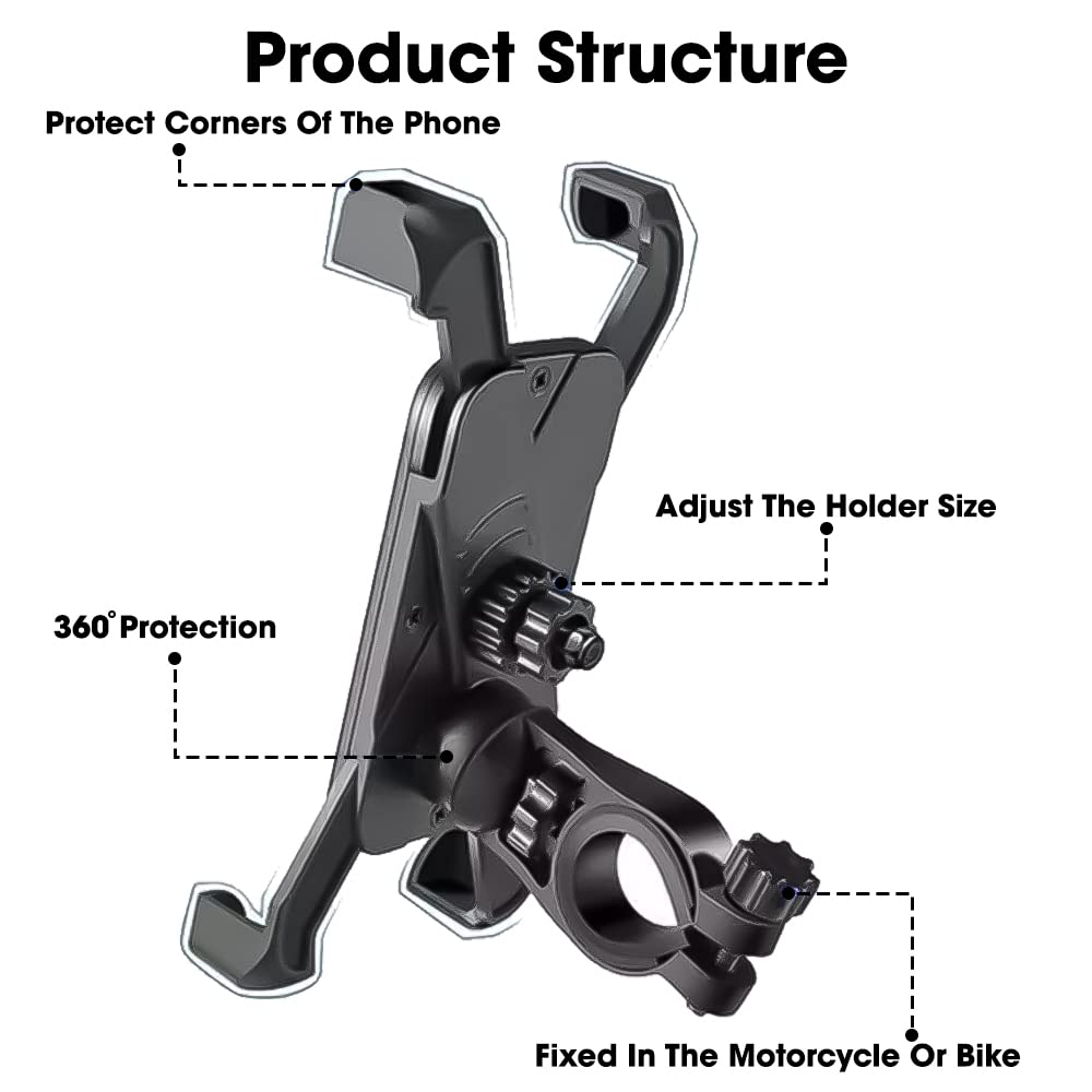 Sounce Waterproof Bike Phone Mount | 360° Rotation, Anti-Shake Bicycle Mobile Holder for Smartphones 3.5"–6.5" | Universal Handlebar Mount for GPS, Scooters, Strollers & More