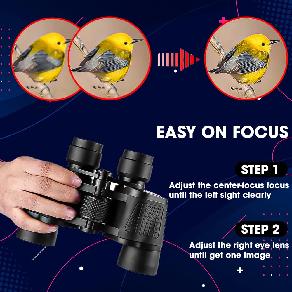 Sounce Binocular for Long Distance | Professional Adults Telescopic Durbin for Bird Watching Trekking Sports | Zoom-12x40 | Range-15000M | Adjustable Lens for Clear Vision | Hanging Neck Strip (Black)