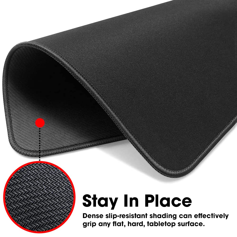 Sounce Speed Type Mouse Pad (250x210x2mm) | Antifray Stitched Edges, Non-Slip Rubber Base – Black | Mouse Mat for Laptop, PC, Office & Gaming