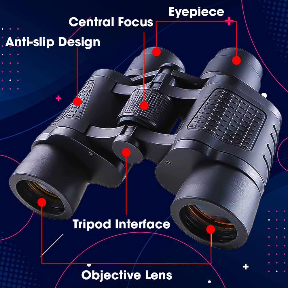 Sounce Binocular for Long Distance | Professional Adults Telescopic Durbin for Bird Watching Trekking Sports | Zoom-12x40 | Range-15000M | Adjustable Lens for Clear Vision | Hanging Neck Strip (Black)