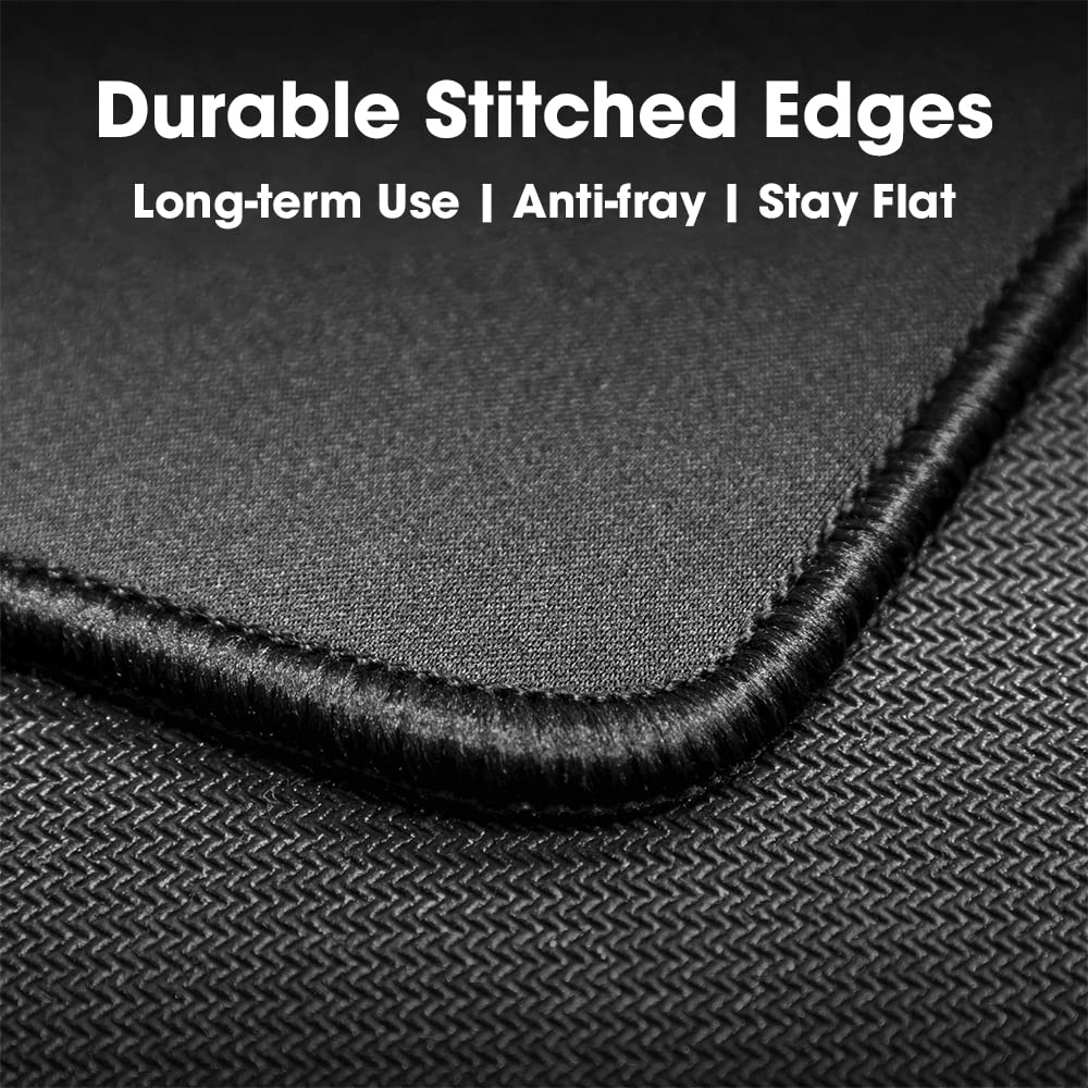 Sounce Speed Type Mouse Pad (250x210x2mm) | Antifray Stitched Edges, Non-Slip Rubber Base – Black | Mouse Mat for Laptop, PC, Office & Gaming