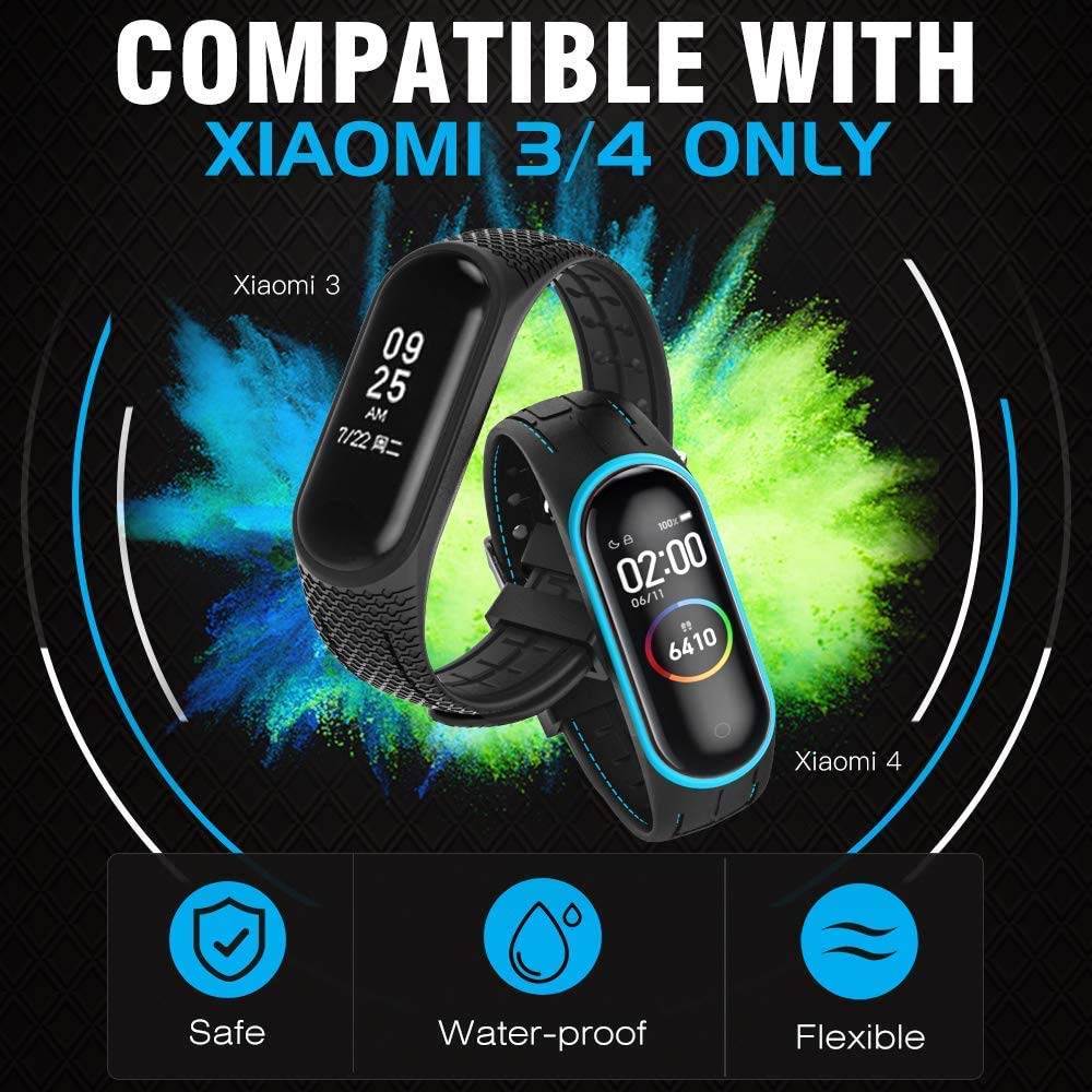 Sounce Adjustable Xiaomi Mi Band 3/ Mi Band 4 Watch Silicone Strap Band (Not Compatible with Mi Band 1/2)